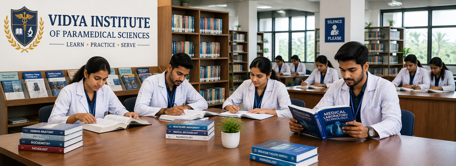 Students studying in the college library